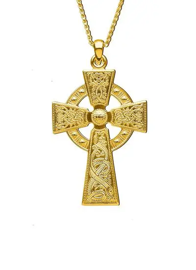 14ct Gold Vermeil Celtic Warrior Cross Pendant